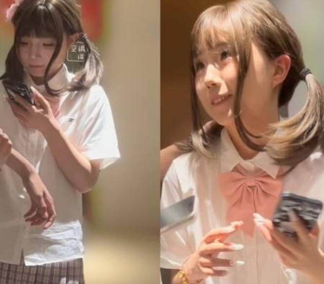 ❤️【拍】闯拍网红餐厅 JK双马尾小姐姐